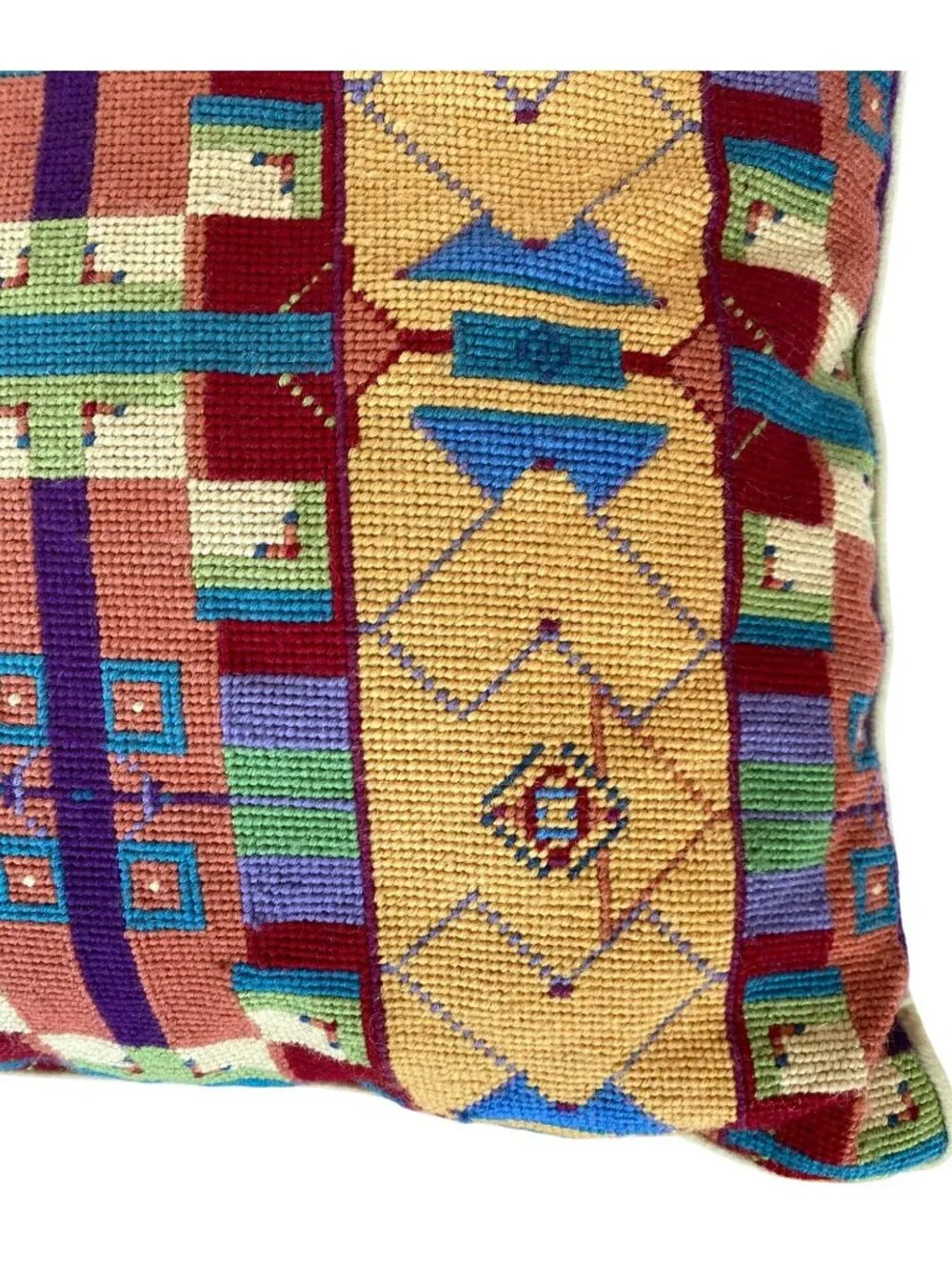 Needlepoint Pillow Michaelian Home Wool Abstract Native American South West RARE